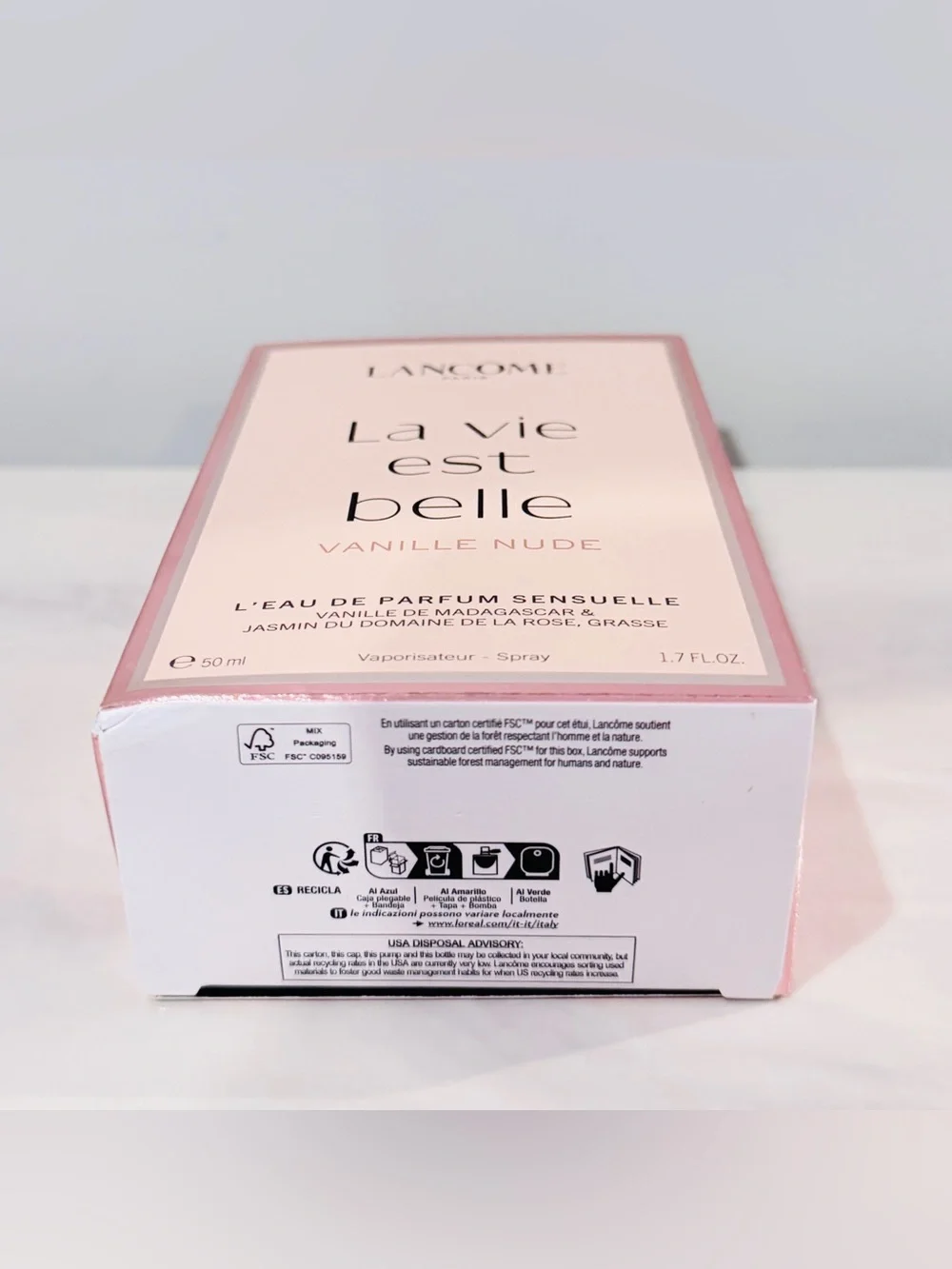 Lancôme La Vie Est Belle Vanille Nude 1.7 fl oz Empty Bottle + Box Packaging